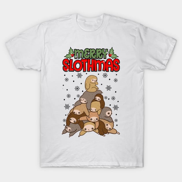 Merry Slothmas Funny Sloth Christmas Sweater T-Shirt by KsuAnn